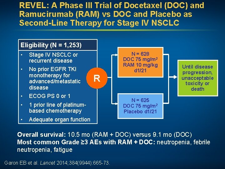 REVEL: A Phase III Trial of Docetaxel (DOC) and Ramucirumab (RAM) vs DOC and