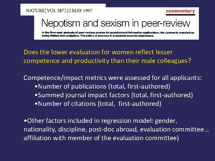 Does the lower evaluation for women reflect lesser competence and productivity than their male