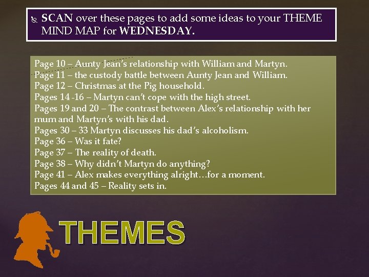 SCAN over these pages to add some ideas to your THEME MIND MAP SCAN over these pages to add some ideas to your THEME MIND MAP