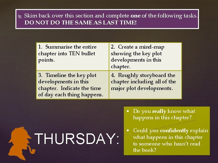 Skim back over this section and complete one of the following tasks. DO Skim back over this section and complete one of the following tasks. DO
