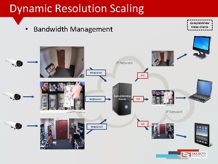 Dynamic Resolution Scaling Complete. View Video Clients • Bandwidth Management IP Network Megapixel CIF