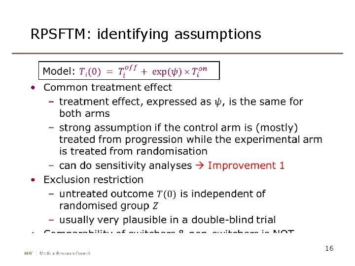 RPSFTM: identifying assumptions • 16 