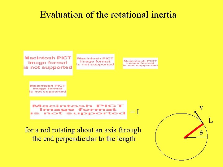 Evaluation of the rotational inertia v =I L for a rod rotating about an