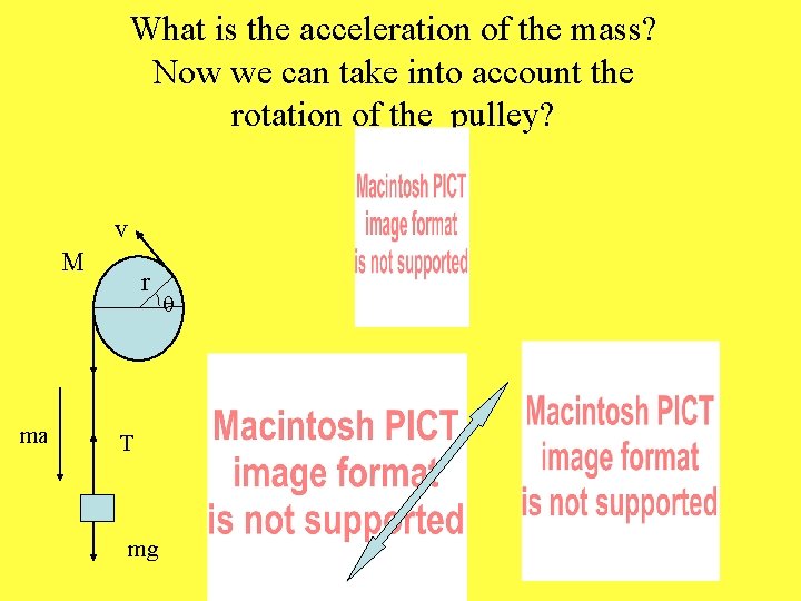What is the acceleration of the mass? Now we can take into account the
