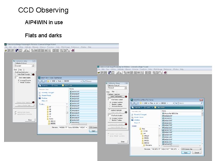 CCD Observing AIP 4 WIN in use Flats and darks 