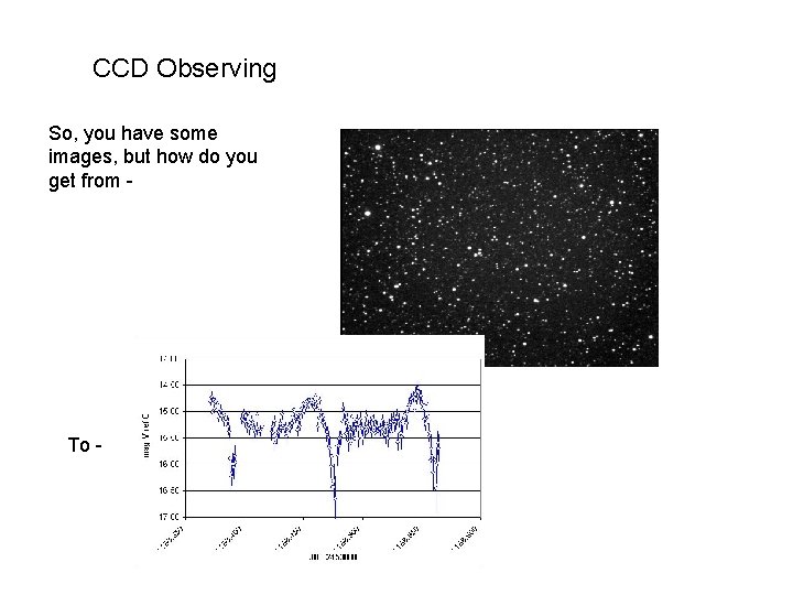 CCD Observing So, you have some images, but how do you get from -