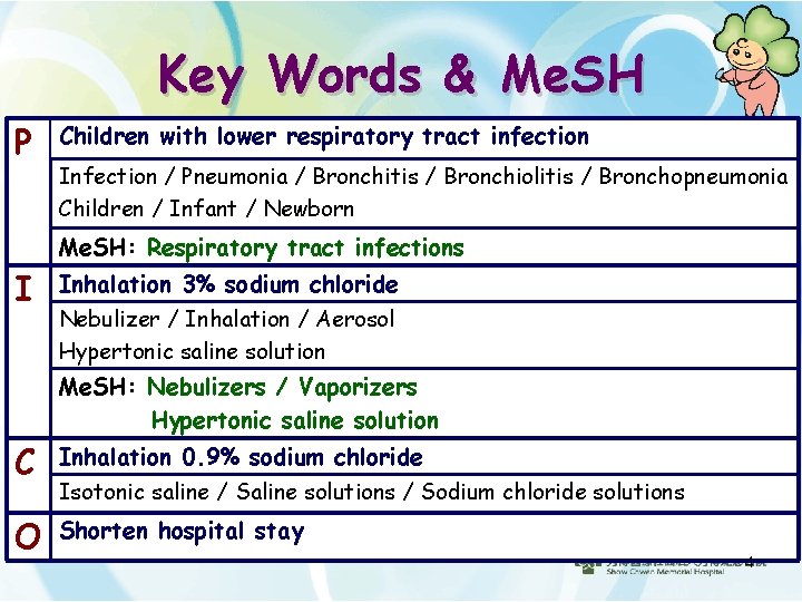 Key Words & Me. SH P Children with lower respiratory tract infection Infection /