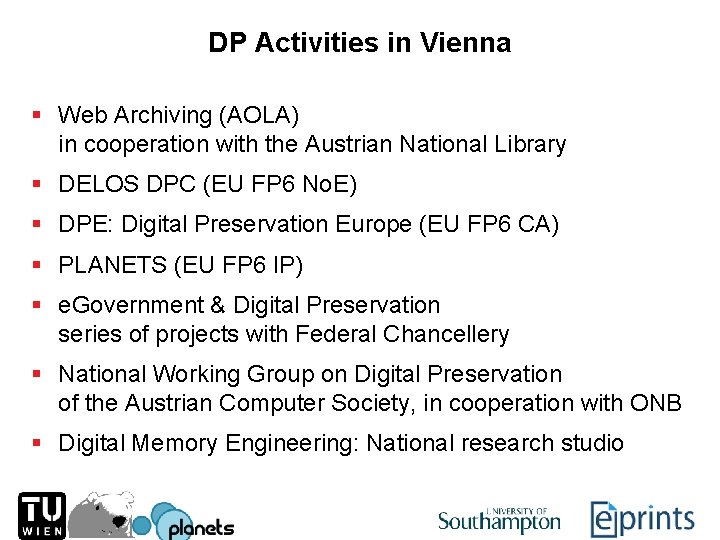 DP Activities in Vienna § Web Archiving (AOLA) in cooperation with the Austrian National