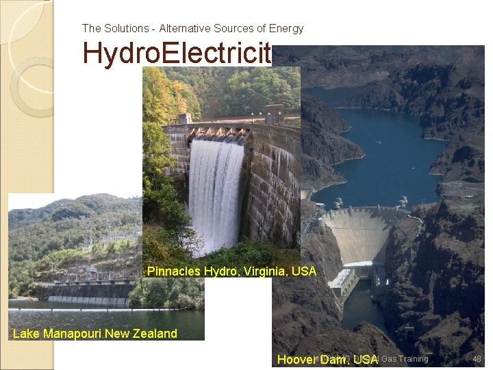 The Solutions - Alternative Sources of Energy Hydro. Electricity Pinnacles Hydro, Virginia, USA Lake