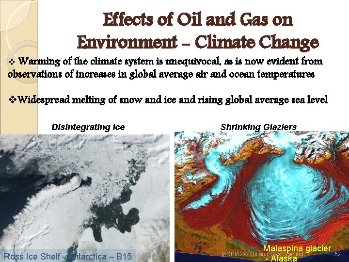 Effects of Oil and Gas on Environment - Climate Change v Warming of the