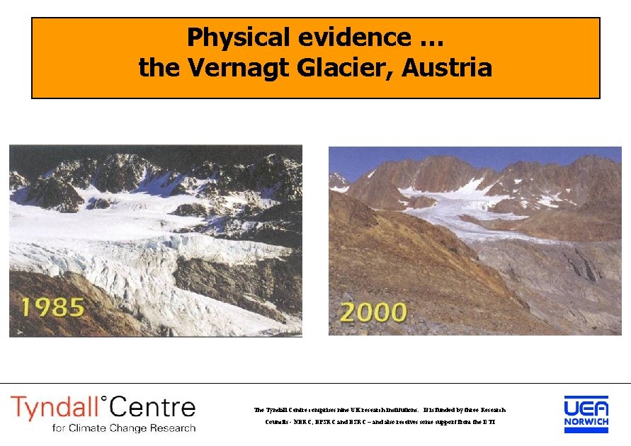 Physical evidence … the Vernagt Glacier, Austria The Tyndall Centre comprises nine UK research