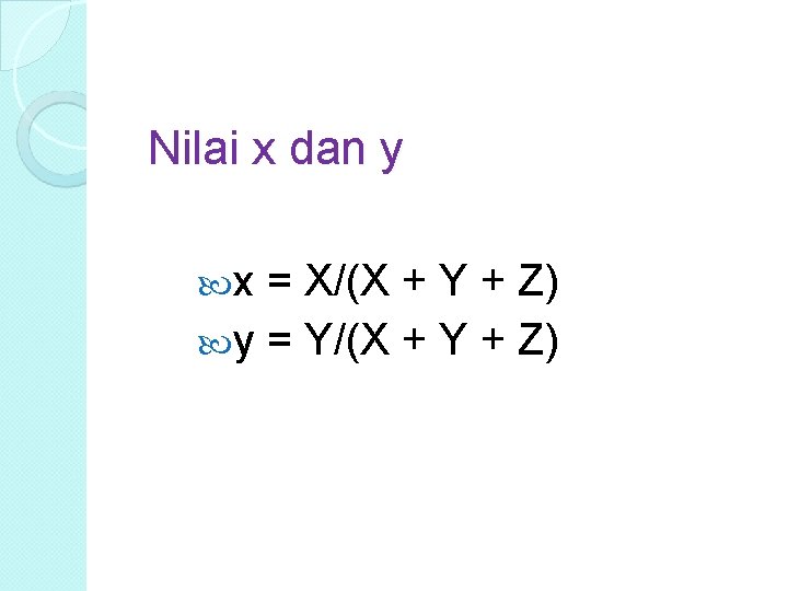 Nilai x dan y x = X/(X + Y + Z) y = Y/(X