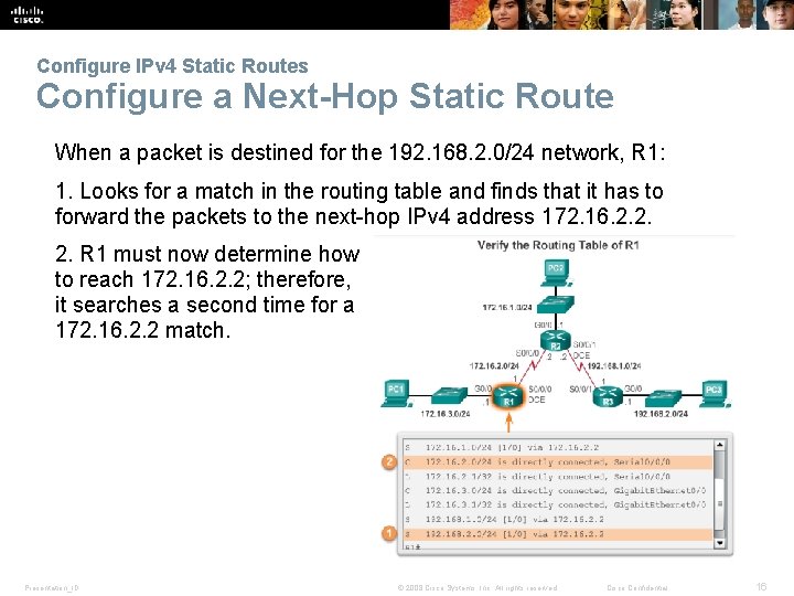 Configure IPv 4 Static Routes Configure a Next-Hop Static Route When a packet is