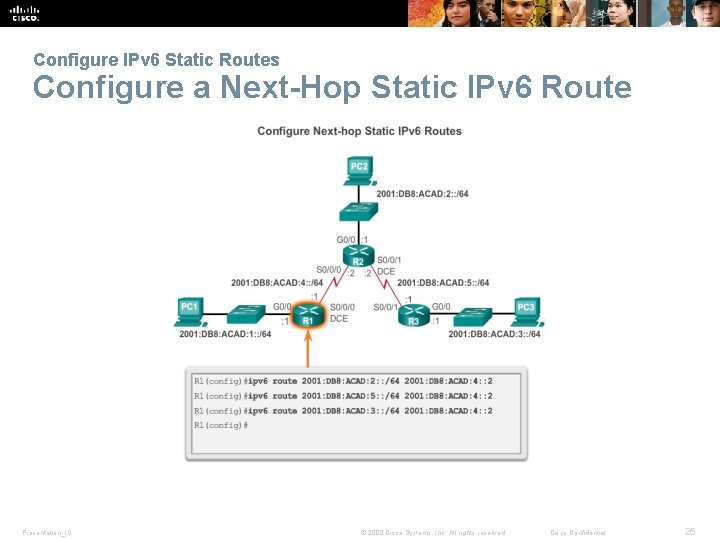 Configure IPv 6 Static Routes Configure a Next-Hop Static IPv 6 Route Presentation_ID ©