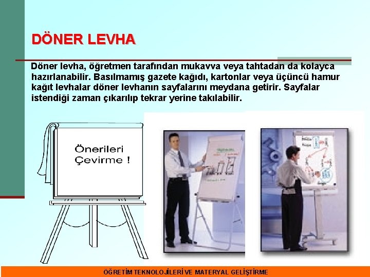 DÖNER LEVHA Döner levha, öğretmen tarafından mukavva veya tahtadan da kolayca hazırlanabilir. Basılmamış gazete