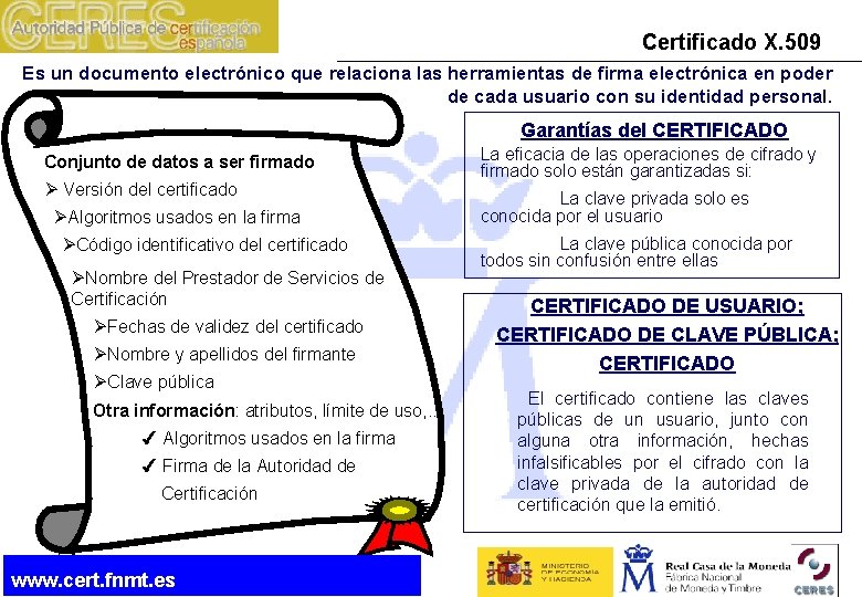 Certificado X. 509 Es un documento electrónico que relaciona las herramientas de firma electrónica