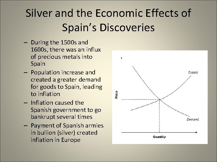Silver and the Economic Effects of Spain’s Discoveries – During the 1500 s and Silver and the Economic Effects of Spain’s Discoveries – During the 1500 s and