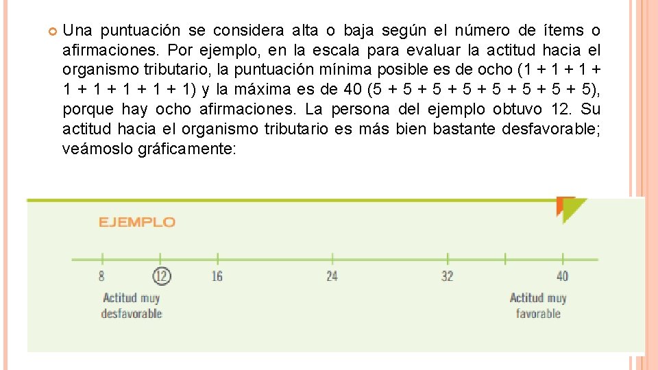  Una puntuación se considera alta o baja según el número de ítems o