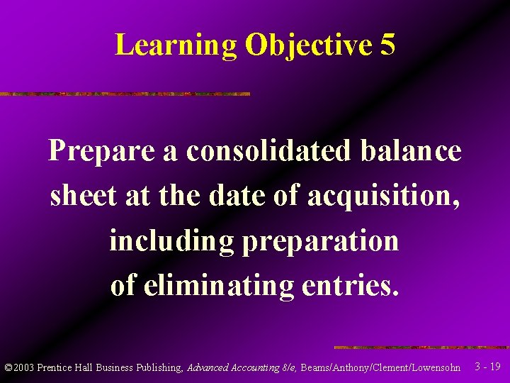 Learning Objective 5 Prepare a consolidated balance sheet at the date of acquisition, including