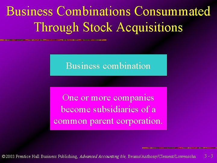 Business Combinations Consummated Through Stock Acquisitions Business combination One or more companies become subsidiaries