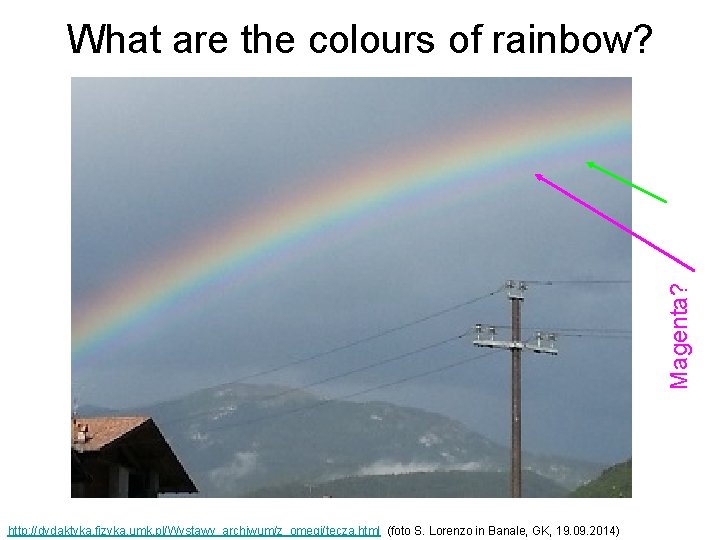 Magenta? What are the colours of rainbow? http: //dydaktyka. fizyka. umk. pl/Wystawy_archiwum/z_omegi/tecza. html (foto