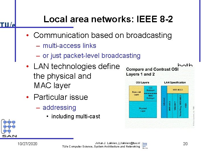 Local area networks: IEEE 8 -2 • Communication based on broadcasting – multi-access links Local area networks: IEEE 8 -2 • Communication based on broadcasting – multi-access links