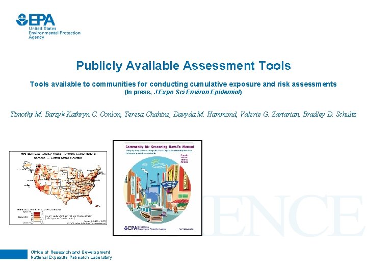 Publicly Available Assessment Tools available to communities for conducting cumulative exposure and risk assessments