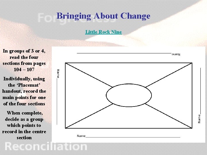 Bringing About Change Little Rock Nine In groups of 3 or 4, read the
