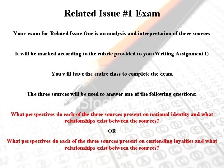 Related Issue #1 Exam Your exam for Related Issue One is an analysis and
