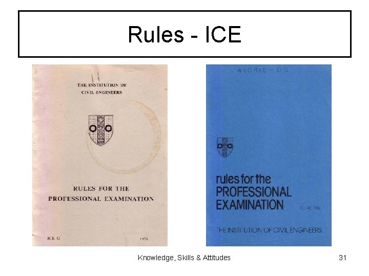 Rules - ICE Knowledge, Skills & Attitudes 31 