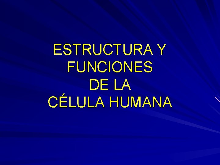 ESTRUCTURA Y FUNCIONES DE LA CÉLULA HUMANA 