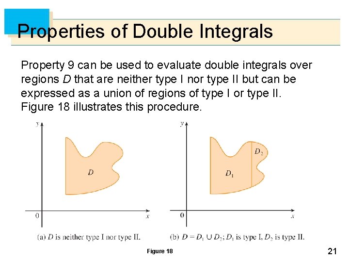 Properties of Double Integrals Property 9 can be used to evaluate double integrals over Properties of Double Integrals Property 9 can be used to evaluate double integrals over