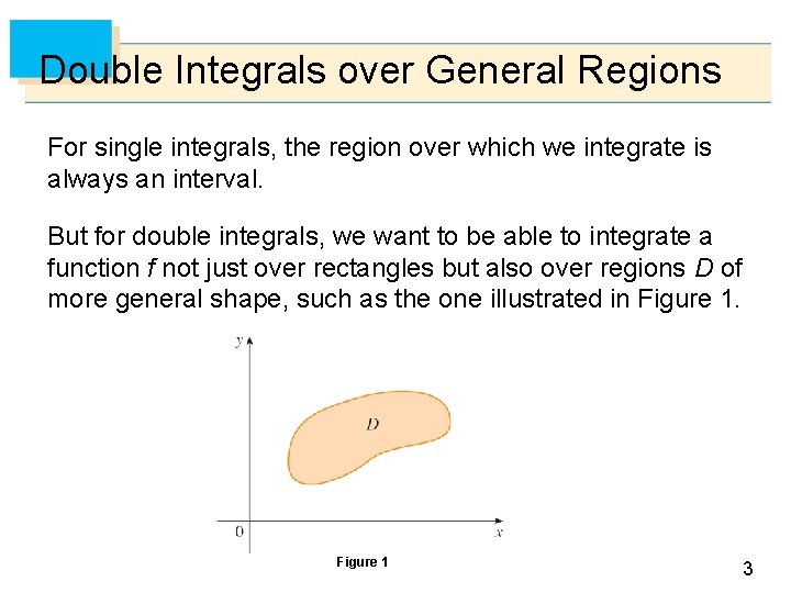 Double Integrals over General Regions For single integrals, the region over which we integrate Double Integrals over General Regions For single integrals, the region over which we integrate