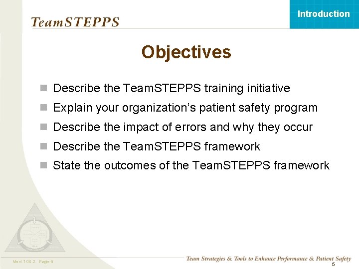 Introduction Objectives n Describe the Team. STEPPS training initiative n Explain your organization’s patient