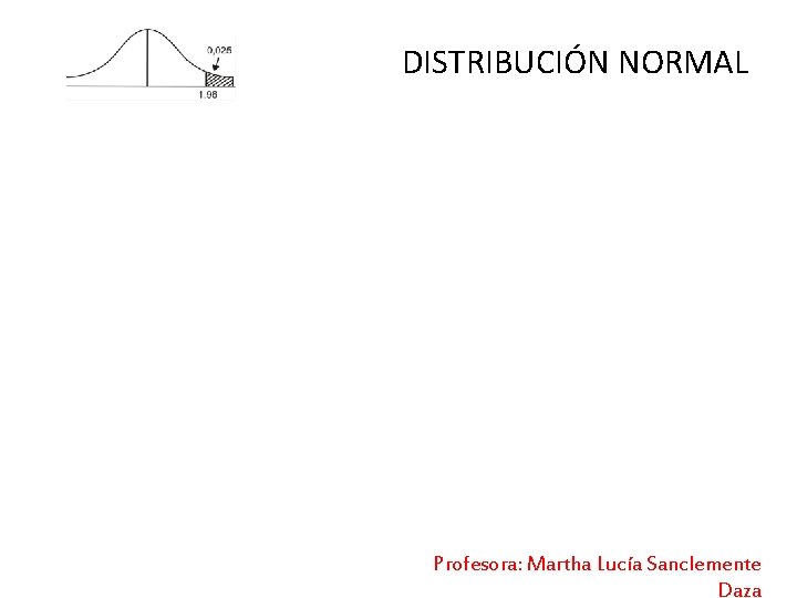 DISTRIBUCIÓN NORMAL Profesora: Martha Lucía Sanclemente Daza 