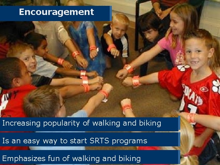 Encouragement Increasing popularity of walking and biking Is an easy way to start SRTS