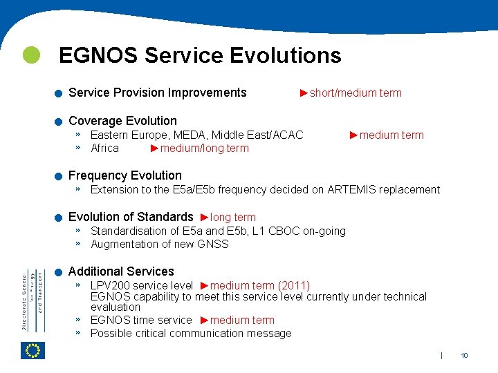  EGNOS Service Evolutions . . . Service Provision Improvements ►short/medium term Coverage Evolution