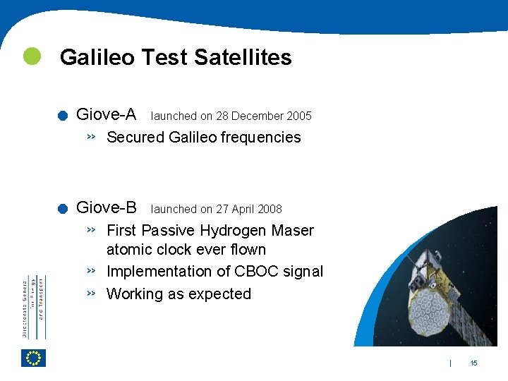  Galileo Test Satellites . . Giove-A launched on 28 December 2005 » Secured