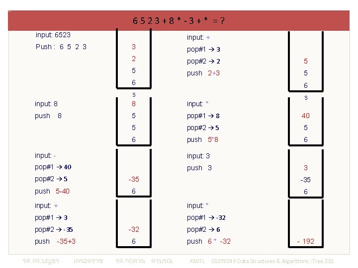 6523+8*-3+* =? input: 6523 input: + Push : 6 5 2 3 3 pop#1