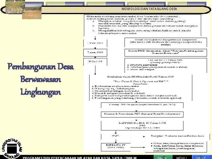 MORFOLOGI DAN TATA RUANG DESA Pembangunan Desa Berwawasan Lingkungan MORFOLOGI DAN TATA RUANGProses DESA