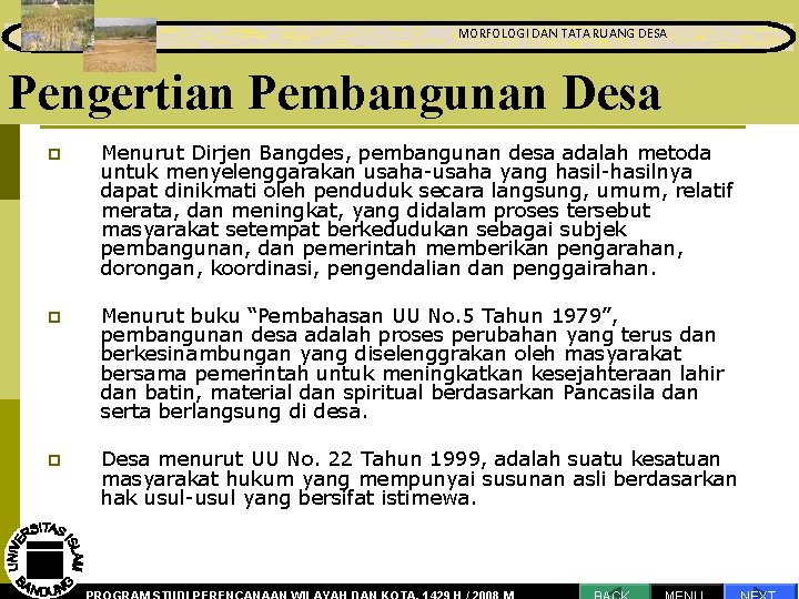 MORFOLOGI DAN TATA RUANG DESA MORFOLOGI DAN TATA RUANGProses DESA Perencanaan Pengantar Pengertian Pembangunan