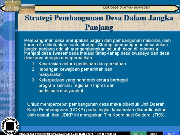 MORFOLOGI DAN TATA RUANG DESA MORFOLOGI DAN TATA RUANGProses DESA Perencanaan Pengantar Strategi Pembangunan