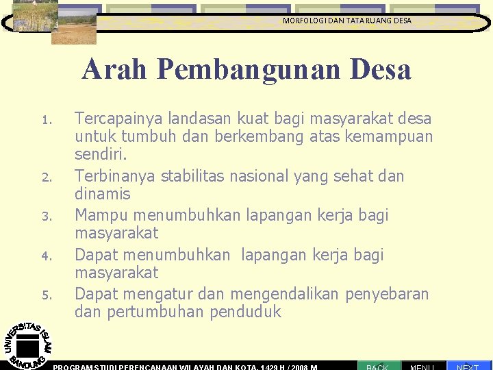 MORFOLOGI DAN TATA RUANG DESA MORFOLOGI DAN TATA RUANGProses DESA Perencanaan Pengantar Arah Pembangunan