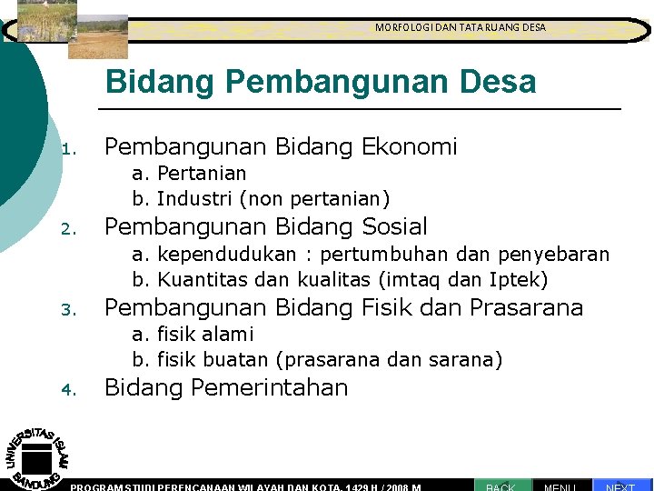 MORFOLOGI DAN TATA RUANG DESA MORFOLOGI DAN TATA RUANGProses DESA Perencanaan Pengantar Bidang Pembangunan