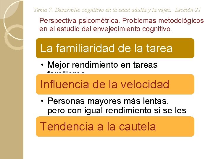 Tema 7. Desarrollo cognitivo en la edad adulta y la vejez. Lección 21 Perspectiva