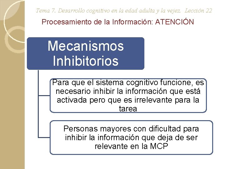 Tema 7. Desarrollo cognitivo en la edad adulta y la vejez. Lección 22 Procesamiento