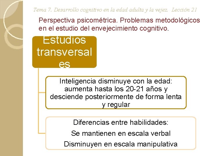 Tema 7. Desarrollo cognitivo en la edad adulta y la vejez. Lección 21 Perspectiva