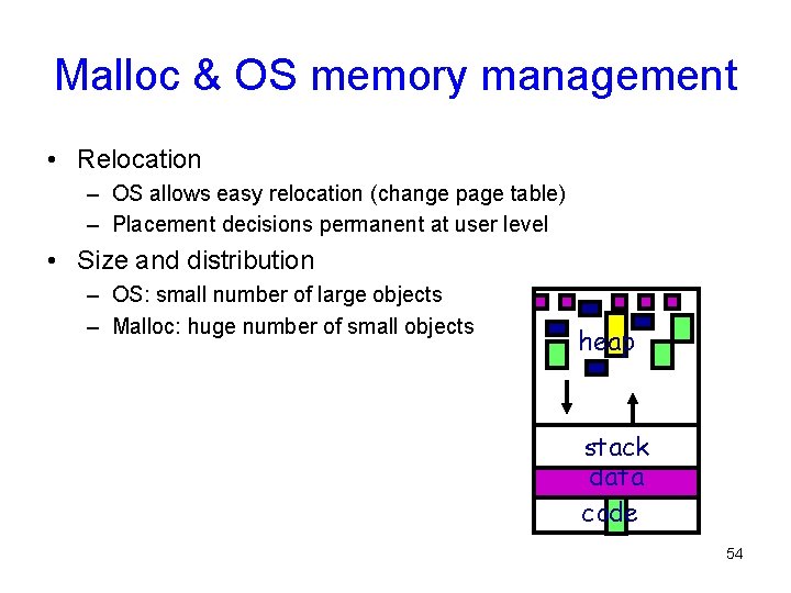Malloc & OS memory management • Relocation – OS allows easy relocation (change page Malloc & OS memory management • Relocation – OS allows easy relocation (change page