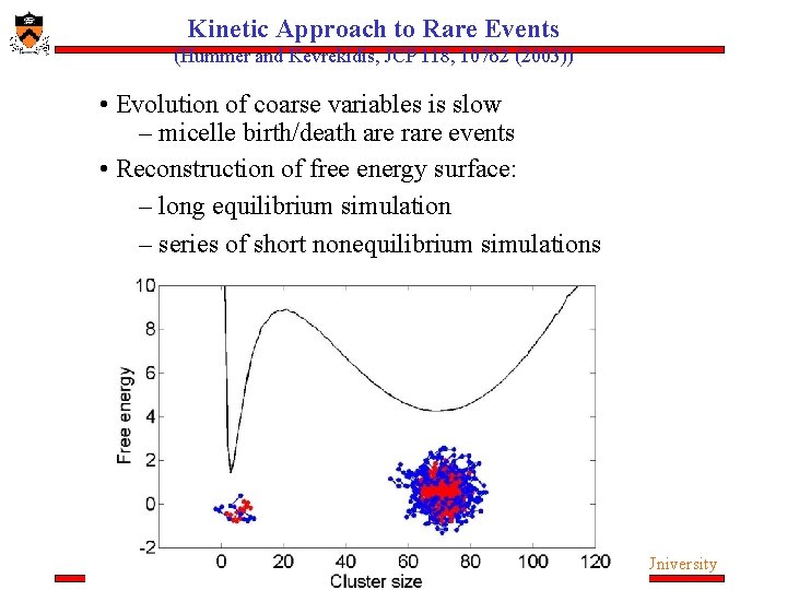 Kinetic Approach to Rare Events (Hummer and Kevrekidis, JCP 118, 10762 (2003)) • Evolution Kinetic Approach to Rare Events (Hummer and Kevrekidis, JCP 118, 10762 (2003)) • Evolution