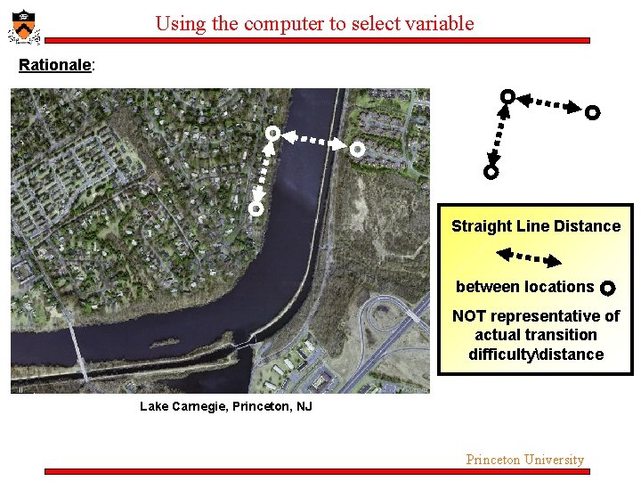 Using the computer to select variable Rationale: Straight Line Distance between locations NOT representative Using the computer to select variable Rationale: Straight Line Distance between locations NOT representative